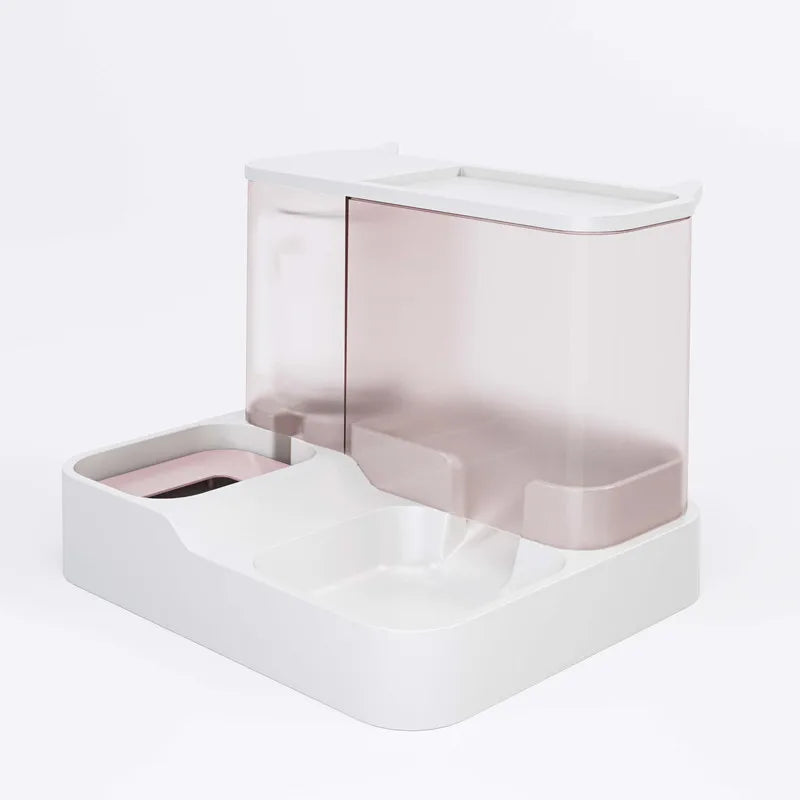 OUZEY Automatic Feeder Cat Dog Food Bowl with Water Fountain Pet Items Large Capacity Raised Stand Dish Bowl for Cat Drinker