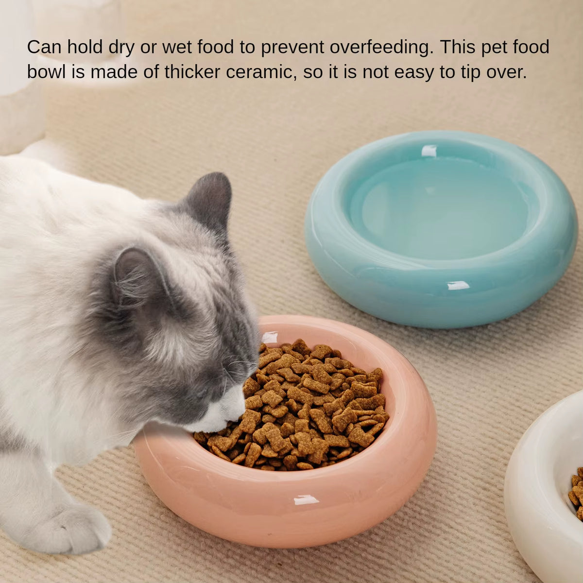 Ceramic Cat Bowl anti Tipping Water Bowl Snack Pet Bowl Cat Bowl Donut Food Dispenser Home Fun and Cute Cat Food Bowl