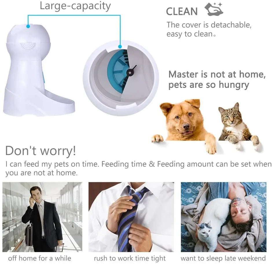 Iseebiz 3L Automatic Pet Feeder with Voice Record Pets Food Bowl for Medium Small Dog Cat LCD Screen Dispensers 4 Times One Day
