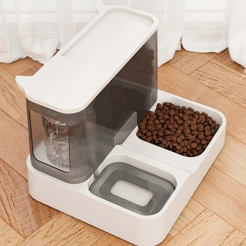 OUZEY Automatic Feeder Cat Dog Food Bowl with Water Fountain Pet Items Large Capacity Raised Stand Dish Bowl for Cat Drinker
