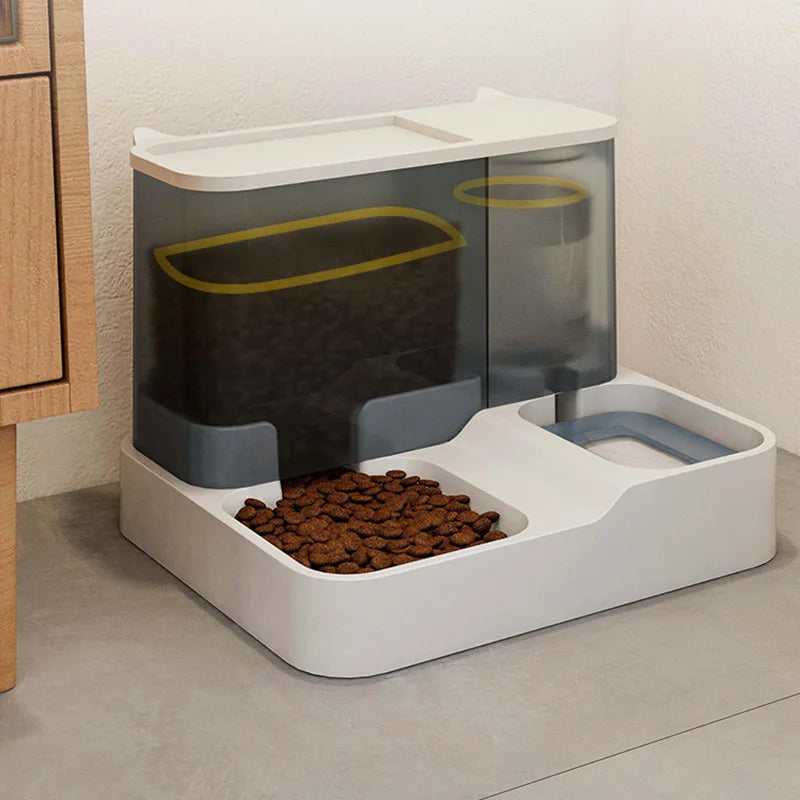 OUZEY Automatic Feeder Cat Dog Food Bowl with Water Fountain Pet Items Large Capacity Raised Stand Dish Bowl for Cat Drinker