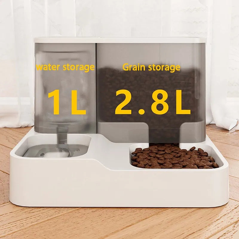 OUZEY Automatic Feeder Cat Dog Food Bowl with Water Fountain Pet Items Large Capacity Raised Stand Dish Bowl for Cat Drinker