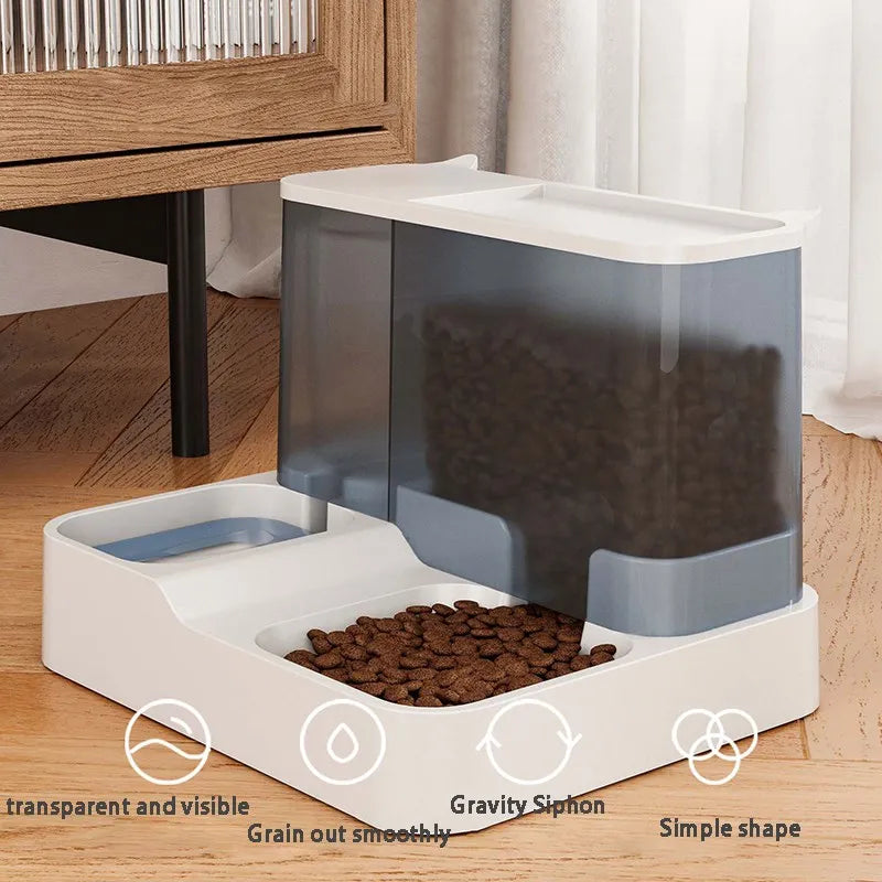 OUZEY Automatic Feeder Cat Dog Food Bowl with Water Fountain Pet Items Large Capacity Raised Stand Dish Bowl for Cat Drinker
