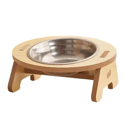 Wooden Elevated Dog Bowls with Stand Adjustable Raised Puppy Cat Food Water Bowls Holder Rabbit Feeder for Small Medium Pets